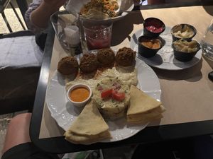 Falafel on a plate  at Baba Ghanoush Falafel Shop in Athens