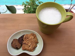 Ginger soy latte at Vegan Heaven in Taipei