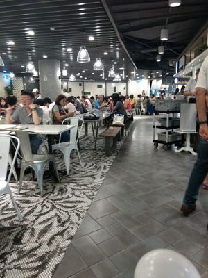 Busy food court at Perfect Vegetarian in Central Singapore