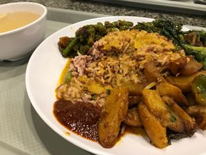 Vegan Meal: Brown Rice + 3 dishes = $4.80 at Perfect Vegetarian in Central Singapore