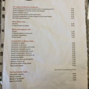 menu part 1 at Maria Portuguesa Tapas in Coimbra