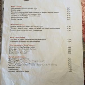 menu part 2 at Maria Portuguesa Tapas in Coimbra