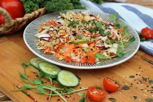 salad with sprouted grain at Vegan Day in Kazan
