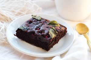 Plant based brownie at Vegan Day in Kazan