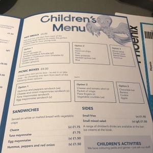 menu at Phoenix Cafe Bar in Leicester