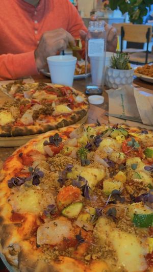 La pizza and pizza diabola at Love Life Cafe in Miami