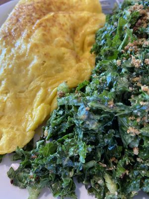 Vegan Spinach Cheese Omelette 🧡 at Love Life Cafe in Miami