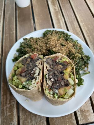 Cuban burrito with kale salad at Love Life Cafe in Miami