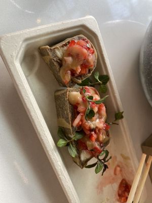 Came with five pieces, but we dug right in before thinking to take pics!  at Love Life Cafe in Miami