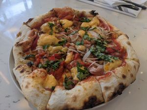 Diabolo pizza at Love Life Cafe in Miami