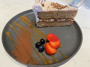 Carrot cake with caramel drizzle   at Love Life Cafe in Miami