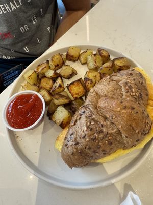 Just Egg breakfast croissant. My non vegan nephew said it was delicious.   at Love Life Cafe in Miami