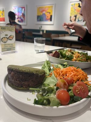 Arepa with side saladd  at Love Life Cafe in Miami