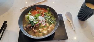 Smoked veggie ramen at Love Life Cafe in Miami