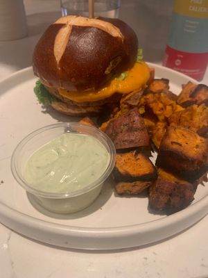 Veggie burger  at Love Life Cafe in Miami