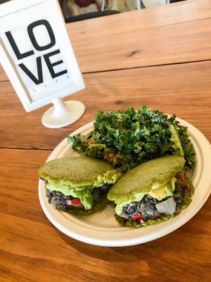 plant powered arepas!  at Love Life Cafe in Miami