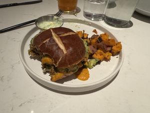 Vegan superfood burger  at Love Life Cafe in Miami