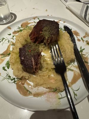 Vegan filet mignonn  at Love Life Cafe in Miami
