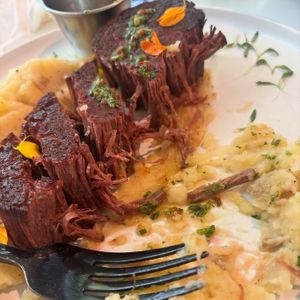this is the vegan steak cut apart so you can see the texture😄pretty sure it's chunk foods steak   at Love Life Cafe in Miami