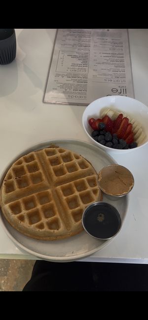 Waffles (gluten free)  at Love Life Cafe in Miami