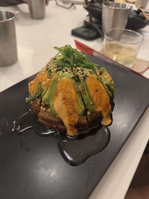 Sushi pizza   at Love Life Cafe in Miami