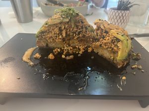 Cross-section of the sushi pizza! Now isn’t that something   at Love Life Cafe in Miami