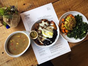 El chamo bowl, avocado toast & sancocho at Love Life Cafe in Miami