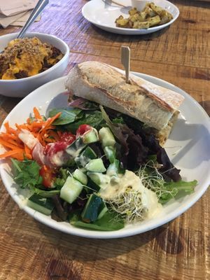 Choripan with salad at Love Life Cafe in Miami