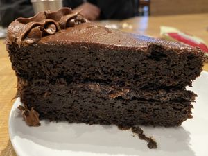 Chocolate cake at Love Life Cafe in Miami