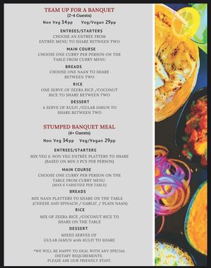 Banquet menu  at Eden Garden Indian Cuisine in South Brisbane