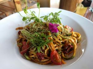 zucchini noodles at Clorofila in Playa Del Carmen