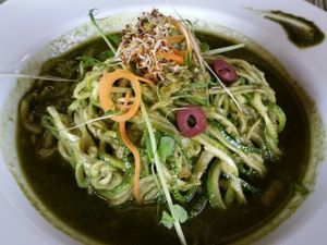 pesto pasta at Clorofila in Playa Del Carmen