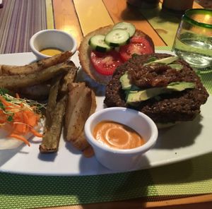 hamburguesa de lentejas at Clorofila in Playa Del Carmen