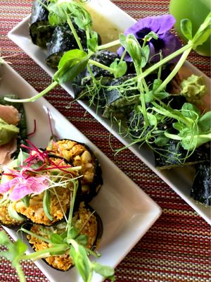 Oriental and clorofila raw sushi  at Clorofila in Playa Del Carmen