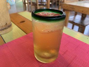 Home made kombucha at Clorofila in Playa Del Carmen
