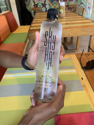 Bottled glass water  at Clorofila in Playa Del Carmen