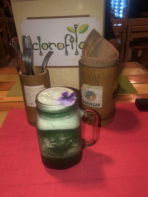 The Clorofila- coconut water, pineapple, wheatgrass and spirulina😄 at Clorofila in Playa Del Carmen