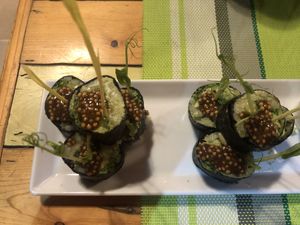 sushi de hummus de chicharo at Clorofila in Playa Del Carmen