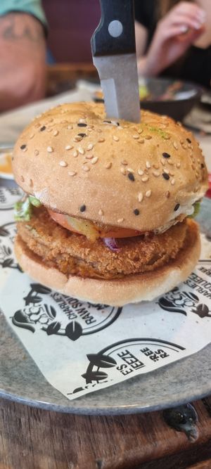 Chicken burger at Charlie's Raw Squeeze in Greenslopes