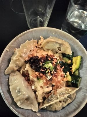 Best wontons and noodles! And awesome company! 🔥🔥 at KraftWerket Folkekøkken in Valby