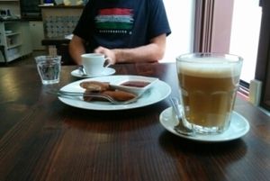 Raw crepes and rice cappucino at Slow Foodiez in Budapest