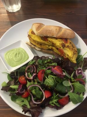 Tofu Frittata Sandwich plate at Slow Foodiez in Budapest