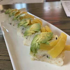 Pressed roll, avocado and pickled radish! at CO Sushi in Myrtle Beach