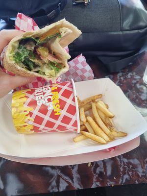 Falafel sandwich and fries 👍👍 at Yassin's Falafel House - Walnut St in Knoxville