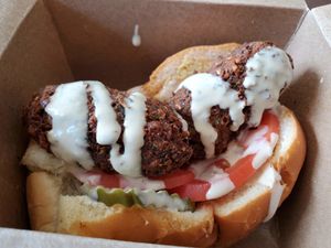 falafel dog!!! at Whole Heart Provisions in Allston