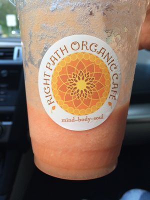 Watermelon, Cantaloupe and Ginger juice at Right Path Organic Cafe in New London