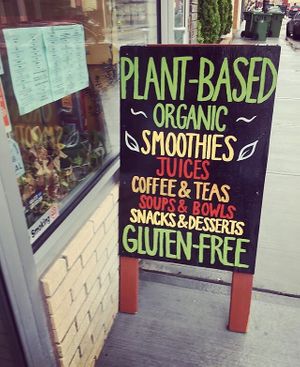 Outside at Right Path Organic Cafe in New London