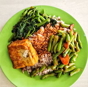 Rice with dishes at New Joy Deli in Johor Bahru