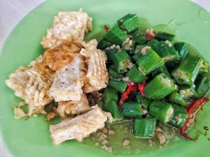 Lady fingers and squids at New Joy Deli in Johor Bahru