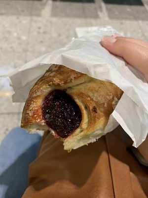 Croissant with raspberry filling  at LHR - Pret A Manger - T4 & 5 in West London